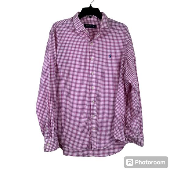 Polo Ralph Lauren Other - Polo Ralph Lauren Pink and White‎ Checked Long Sleeve Button Up Shirt Size XL
